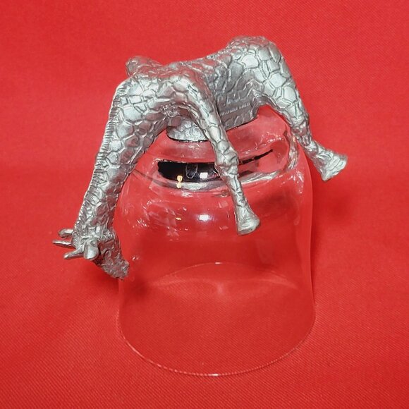 Vintage Frankli Wild Pewter Giraffe Base Clear Glass Tumbler Whiskey Glass - Picture 9 of 17